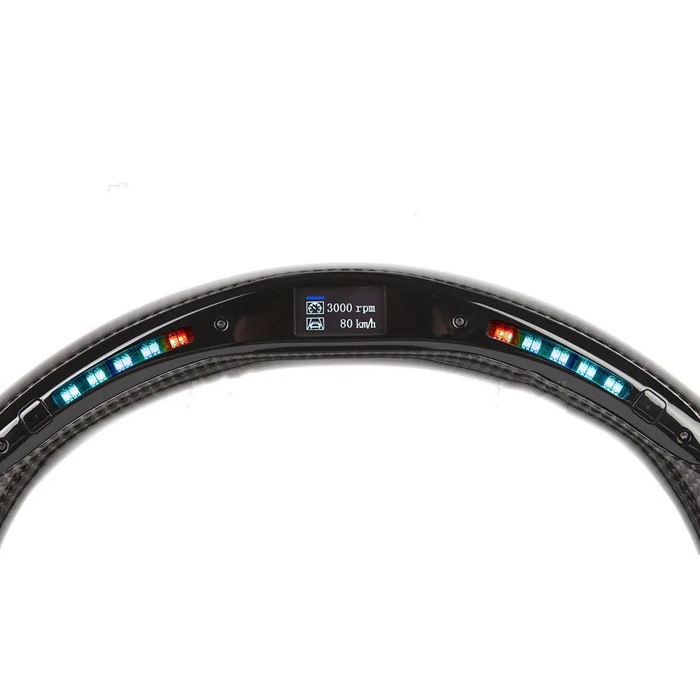 Black carbon fibre steering wheel for BMW X3 X5 with LED controls and sport package styling