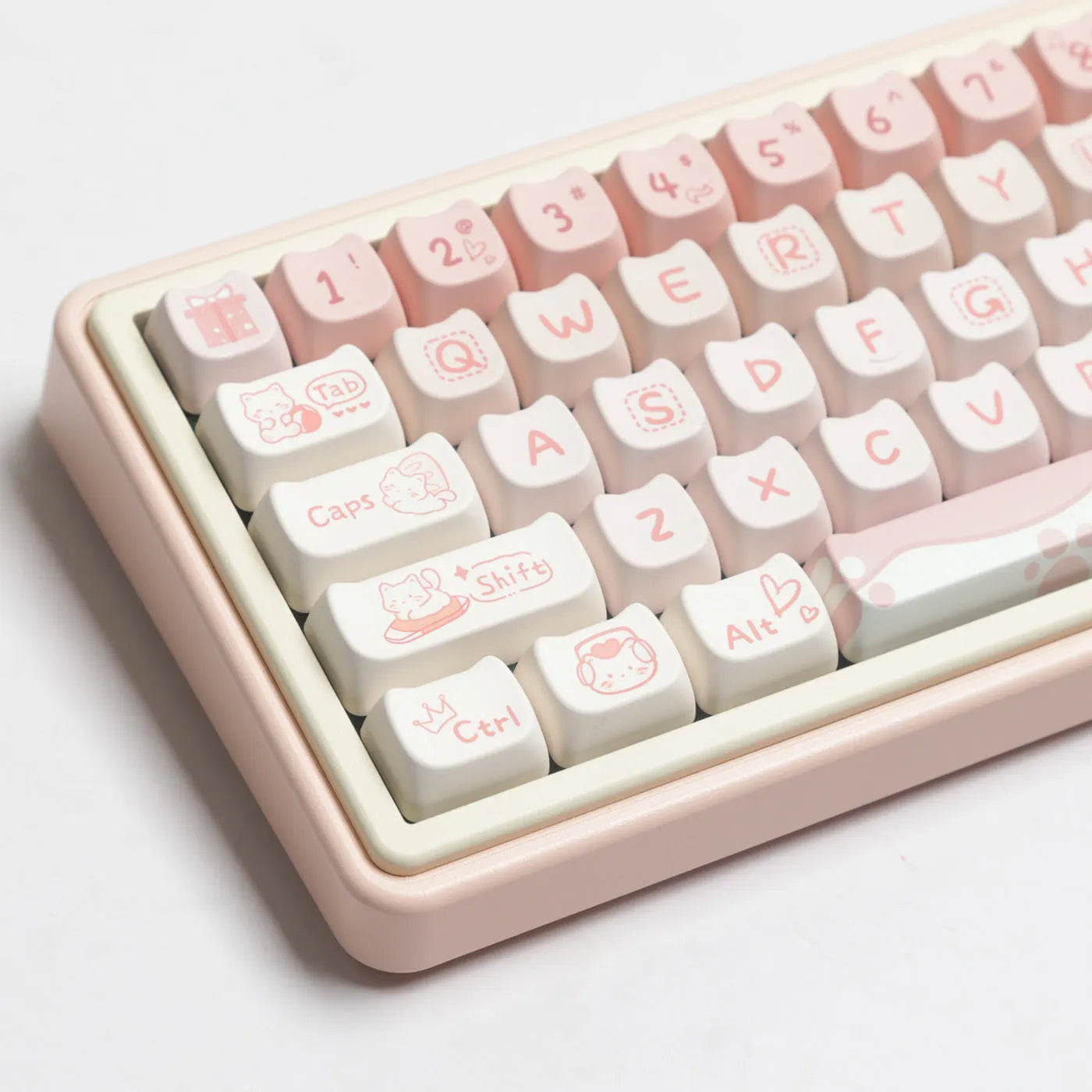 Full set of PBT sublimation dye printed keycaps for a mechanical keyboard, showing various coloured keys.