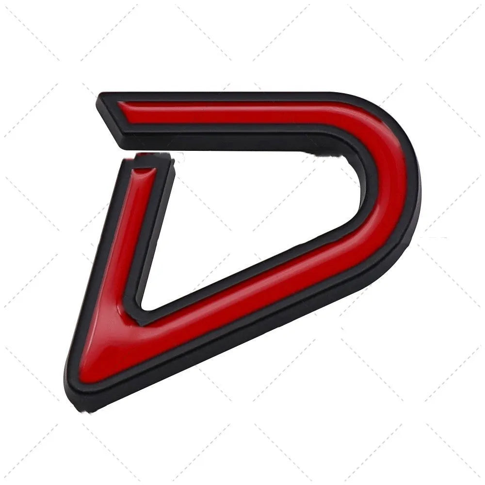 Metal decorative car bumper sticker in SD size with red and silver colour combination