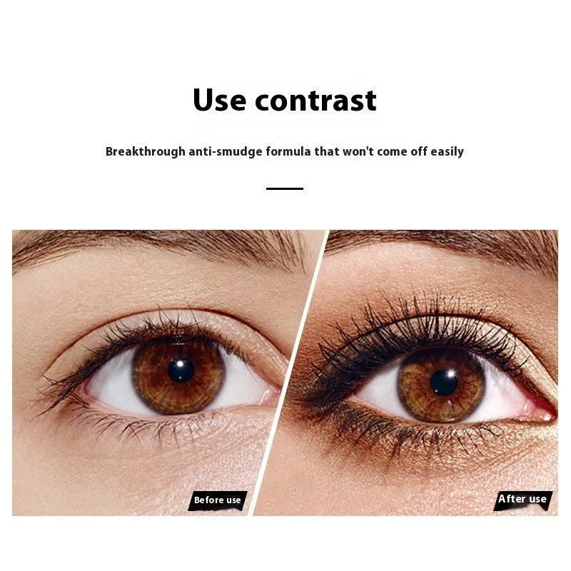Black waterproof mascara with applicator brush for long thick curling lashes