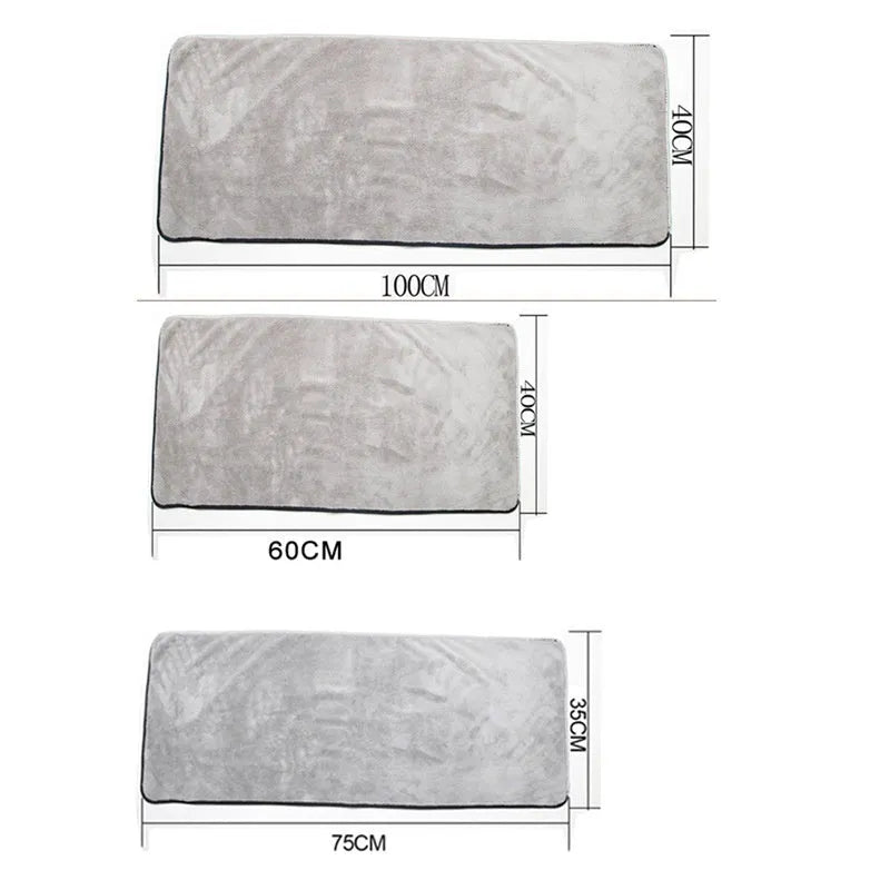 75x35cm microfiber car wash towel with larger 100x40cm size option for vehicle cleaning