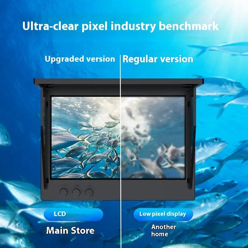 Underwater fish finder HD camera with 4.3-inch screen and temperature sensor on a fishing boat.
