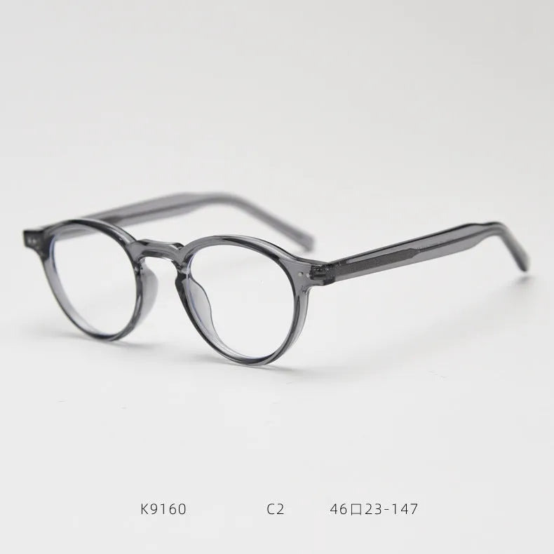 Retro plate full rim myopia glasses with anti-blue light AC lens in metal frame leopard ring colour 9352-C7