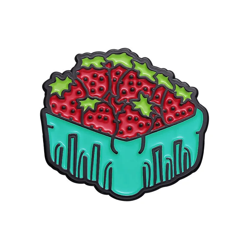Colourful cartoon fruit letter brooch made from zinc alloy metal