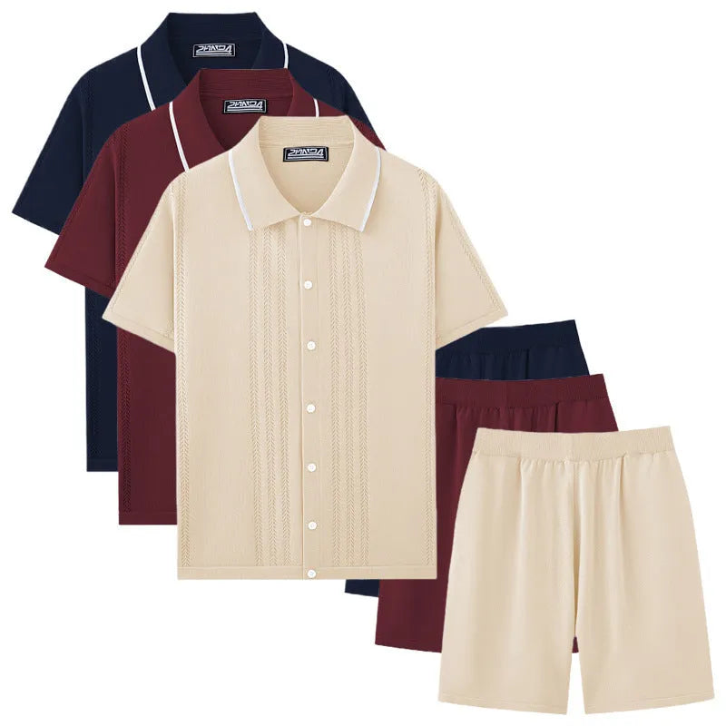 Women's khaki Tencel viscose short sleeve top and matching shorts two-piece set