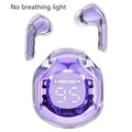 Transparent warehouse wireless Bluetooth headset in white colour with in-ear design and breathing light function