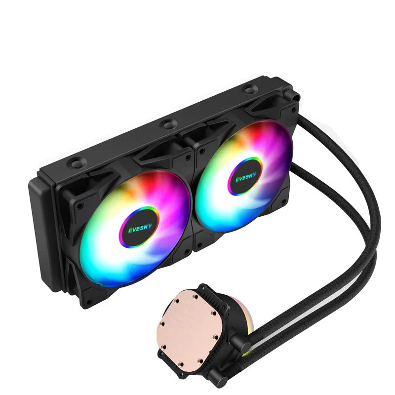 Aluminium CPU radiator fan with RGB lighting for desktop computer cooling