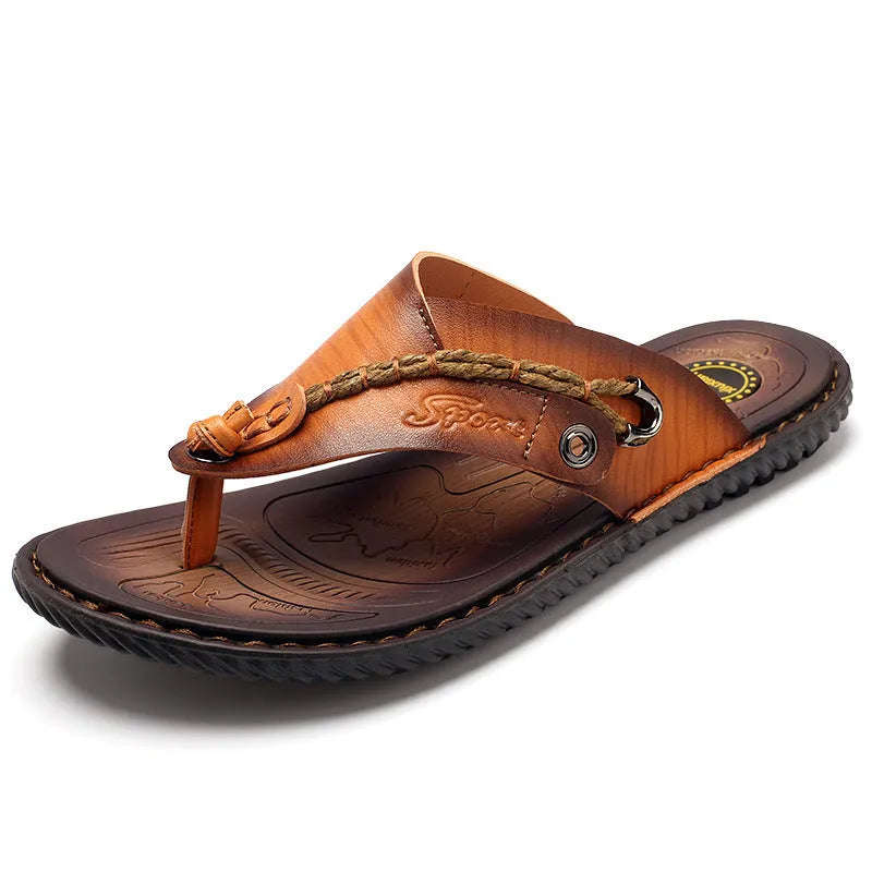 Men's non-slip lightweight slippers in four colours with PU leather uppers and wear-resistant soles