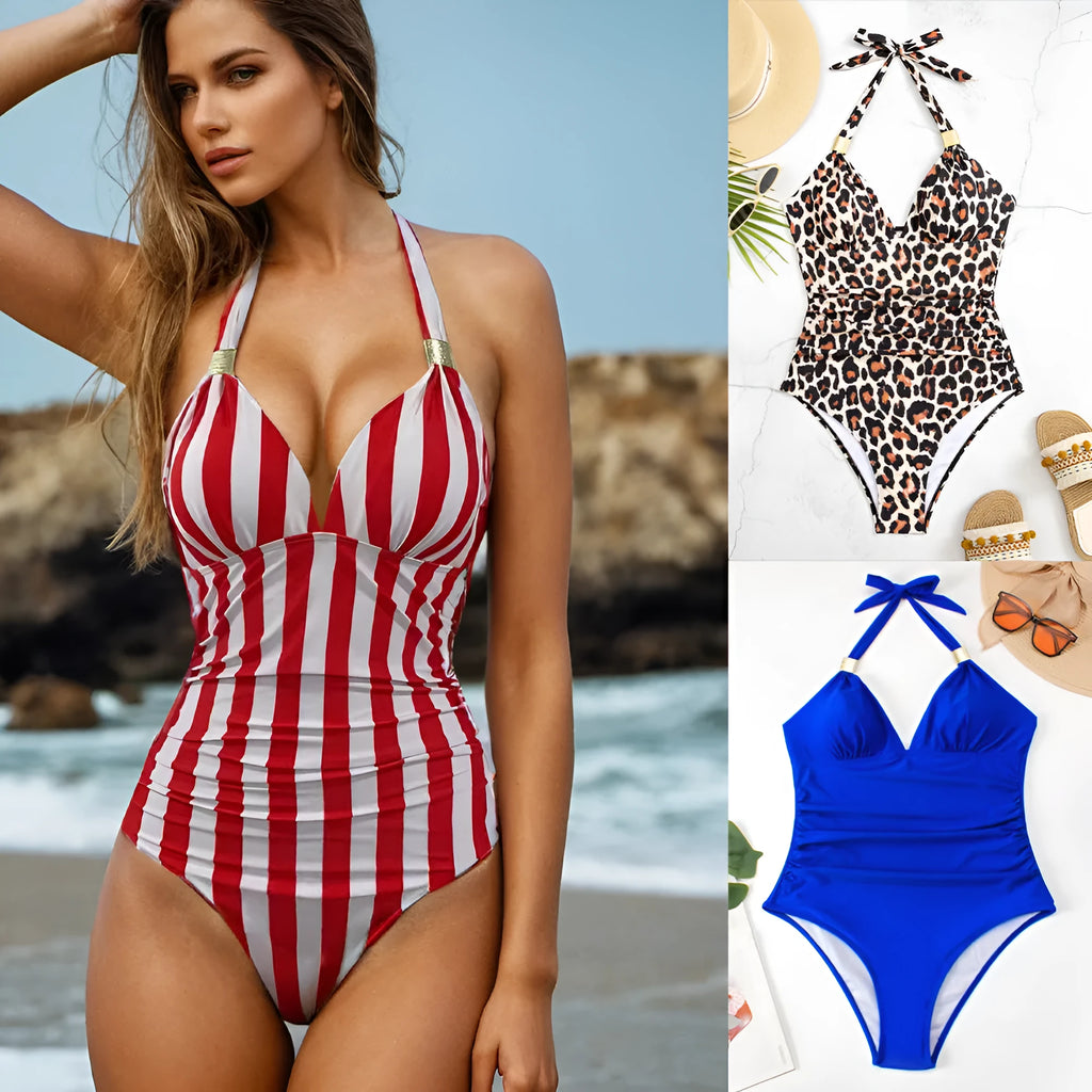 Conservative women's swimsuit in quick-drying polyester spandex fabric with high elasticity