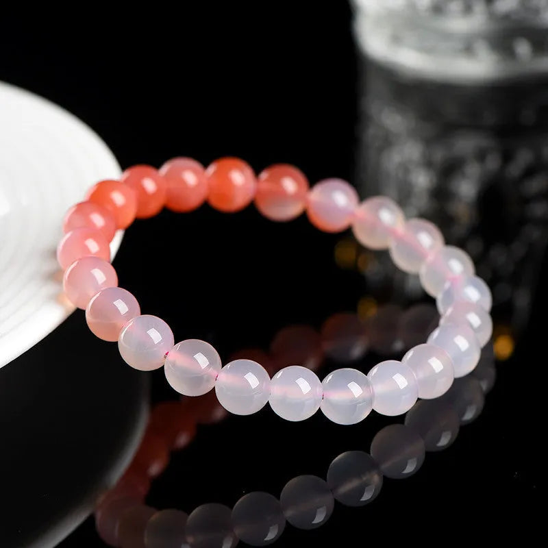 Natural Gradient Yanyuan Agate Bracelet showing geometry beads in a salt source colour gradient on a wrist.