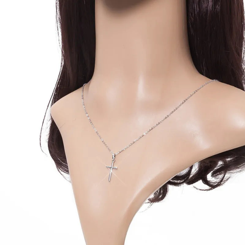Simple retro cross pendant alloy hip hop necklace in gold and silver colours