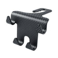 Black ABS car multifunction hook with carbon fibre pattern and integrated phone bracket for rear seat storage.