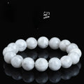 Crystal women's bracelet with natural blizzard snowflake round beads in geometric design featuring Ruyi and Xiangyun elements