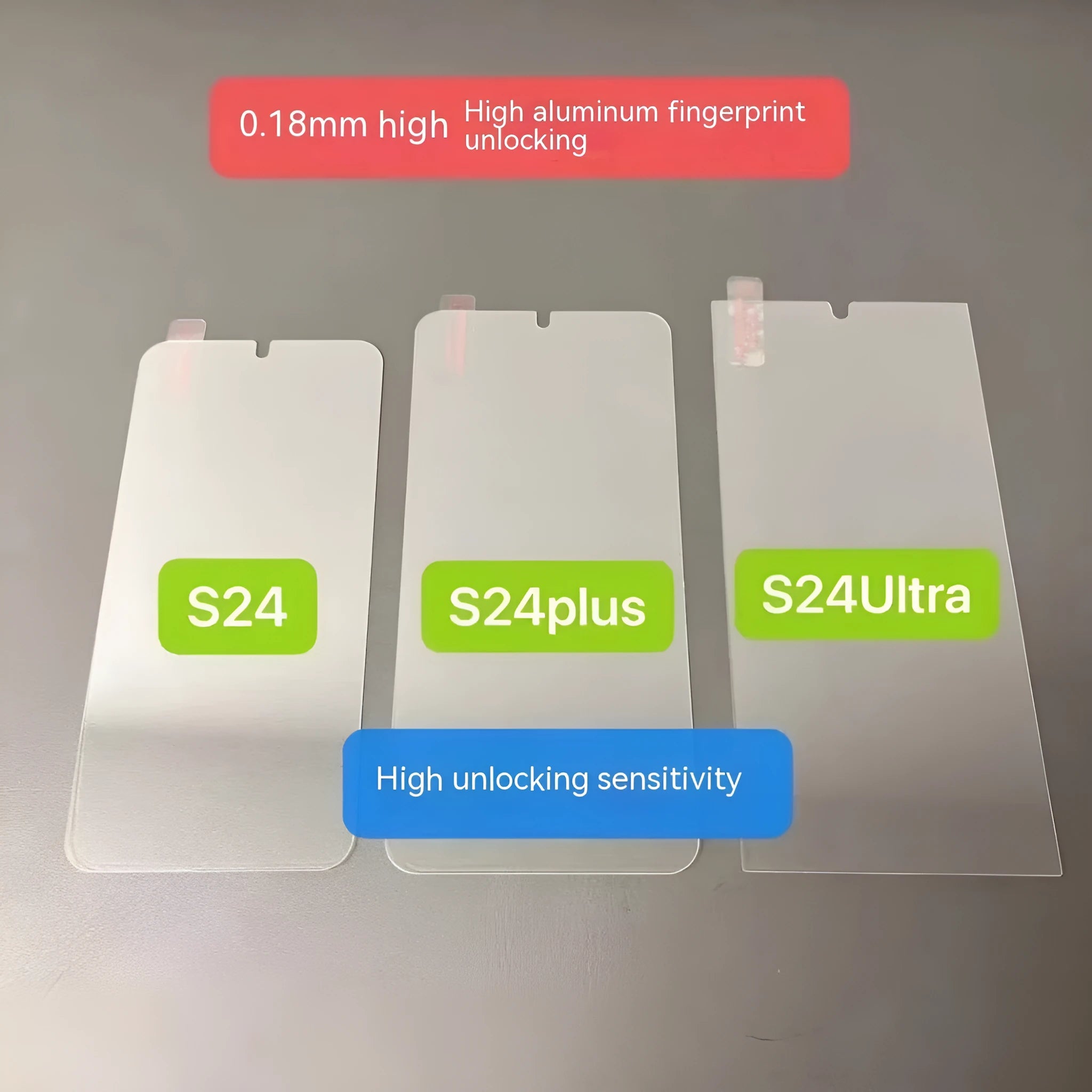 Tempered glass screen protector for Samsung Galaxy smartphones showing full-screen coverage and anti-fingerprint surface