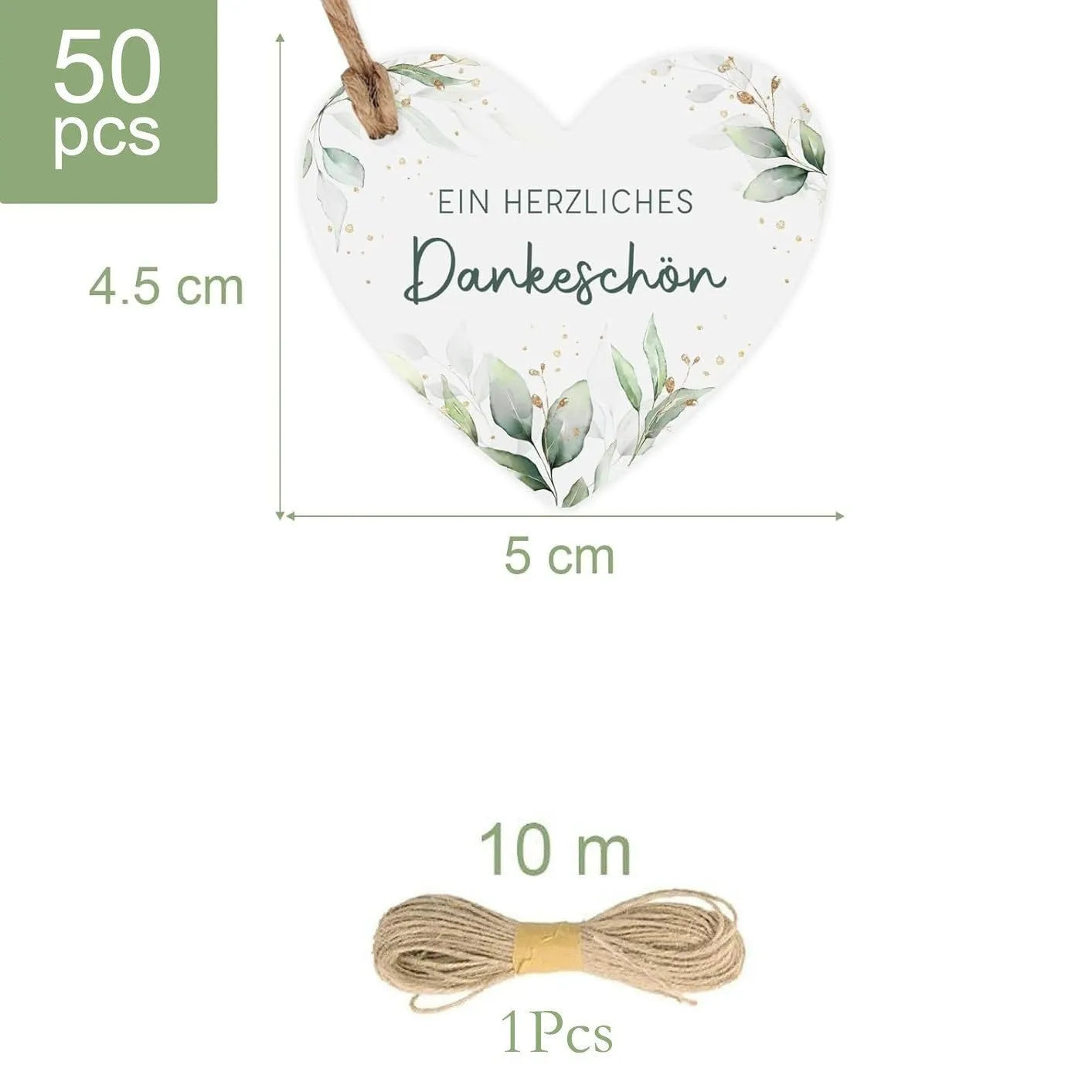 Set of 50 flower heart-shaped paper gift tags in two decorative styles, showing front design.