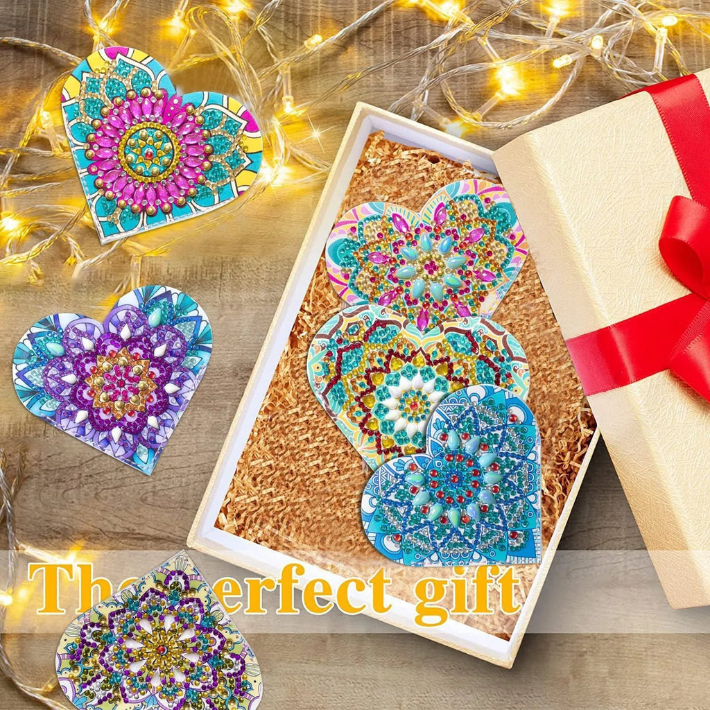 Six handmade PU leather bookmarks with crystal flower cornerite designs in modern simplicity style