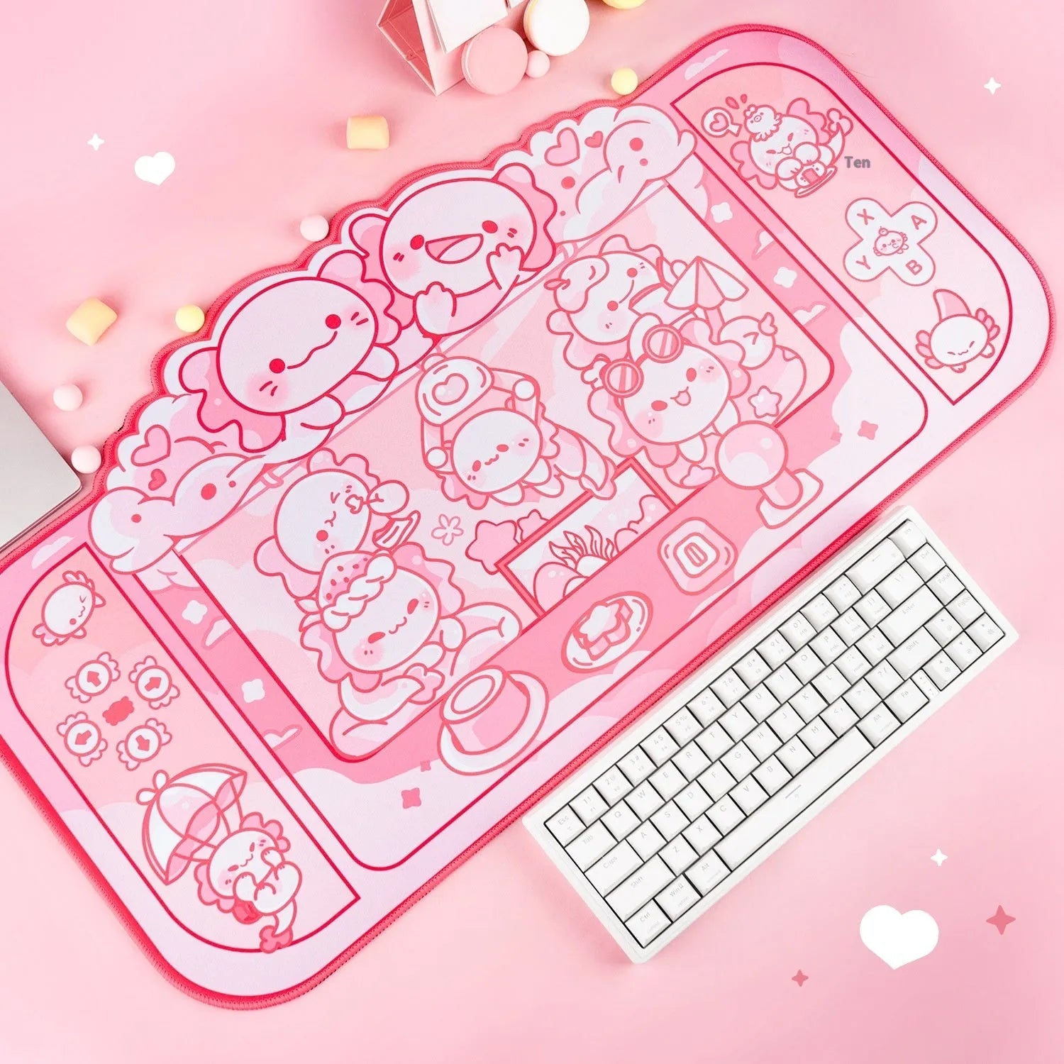 Hexagonal dragon crane machine patterned large gaming mouse pad measuring 75 by 40cm