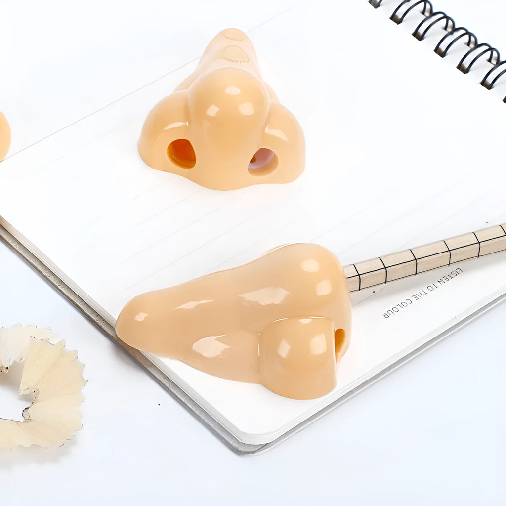Flesh colour geometry-shaped plastic pencil sharpener with big nostril opening for pencils