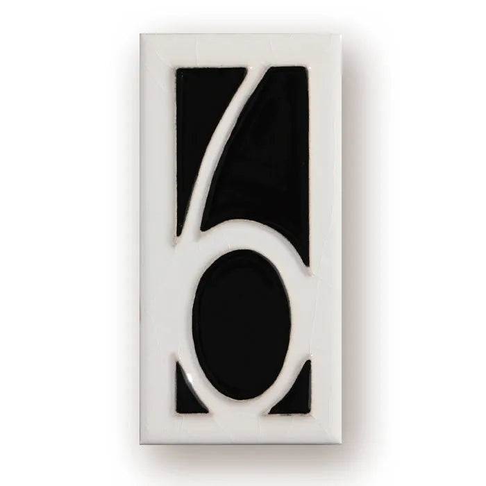 Handmade enamel art ceramic retro doorplate with number, 76 × 152mm dimensions