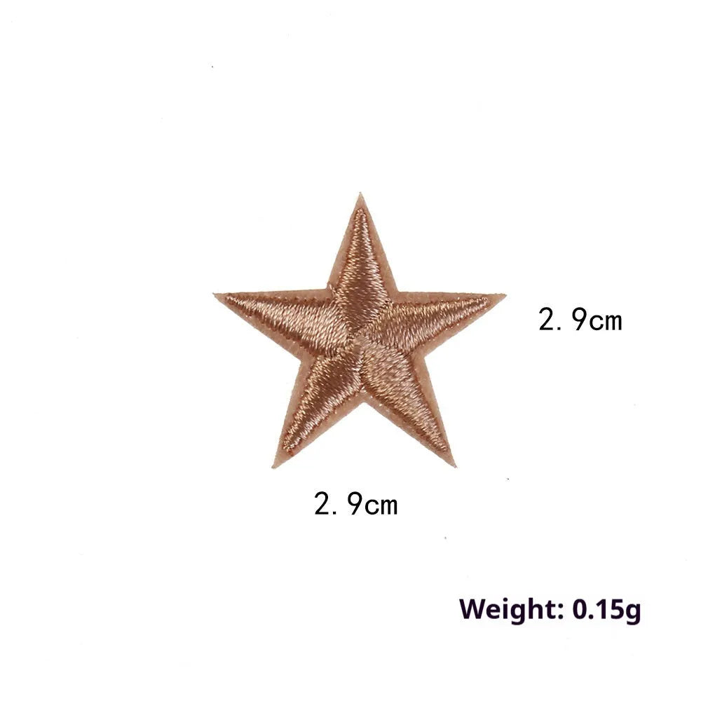 Five-pointed star embroidery label cloth stickers in assorted colours for clothing decoration