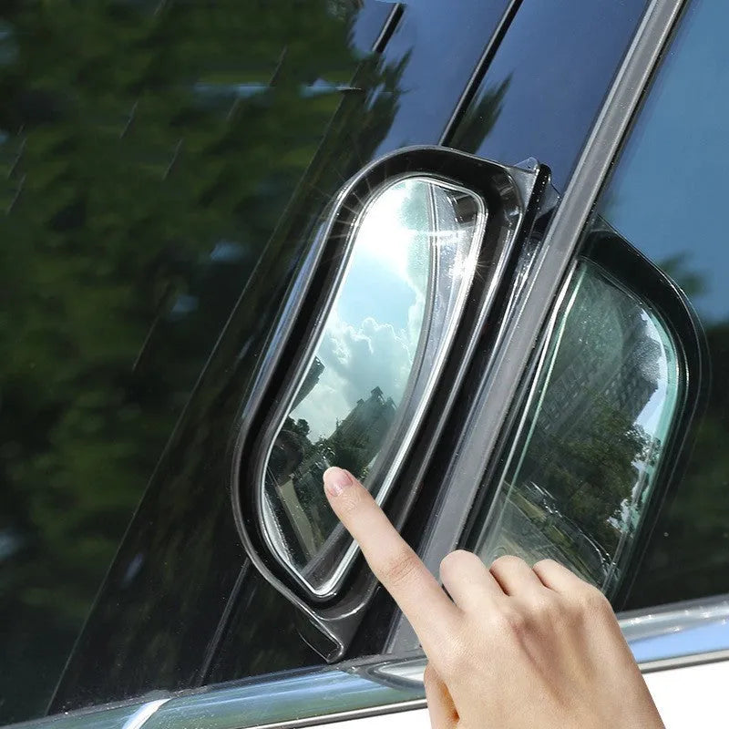 Universal wide angle car rearview mirror with two-row design and black printing