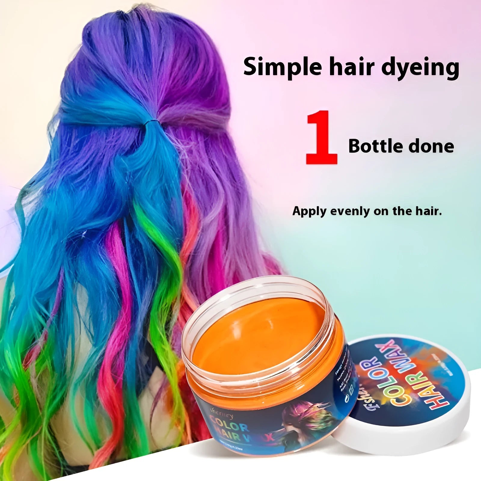 120g hair styling clay available in nine colours including white, blue, green, purple, and granny grey