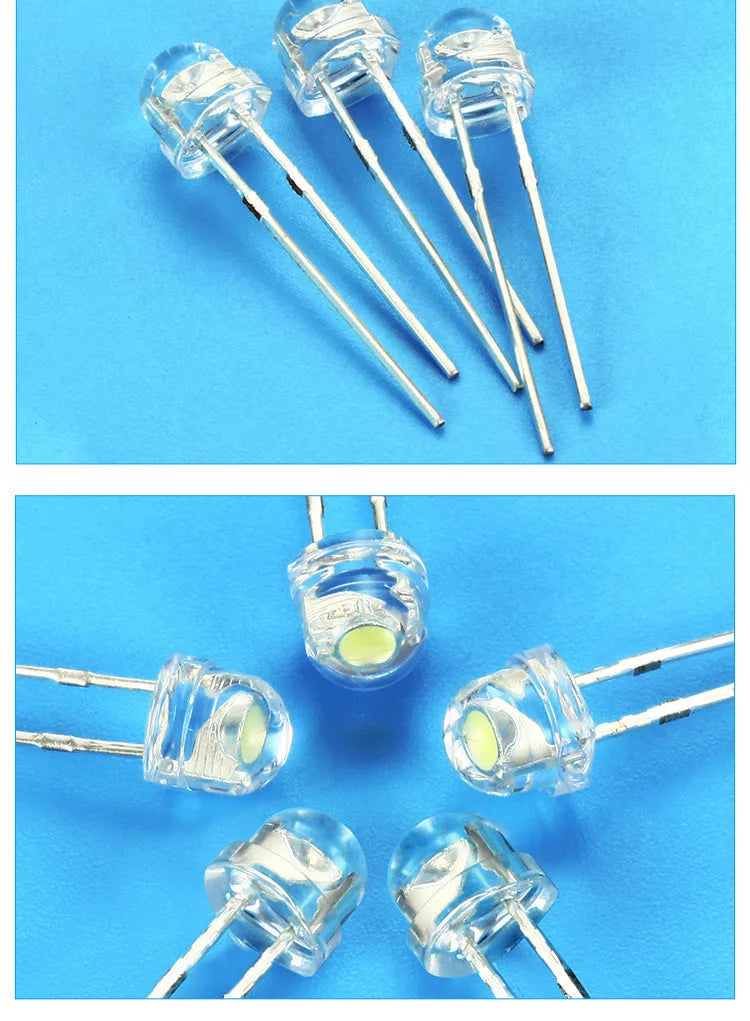 High brightness F5 straw hat white light emitting diode lamp bead with two metal leads