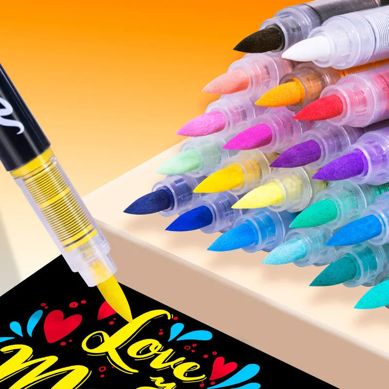 Set of acrylic marker pens in multiple colours for art painting and graffiti projects