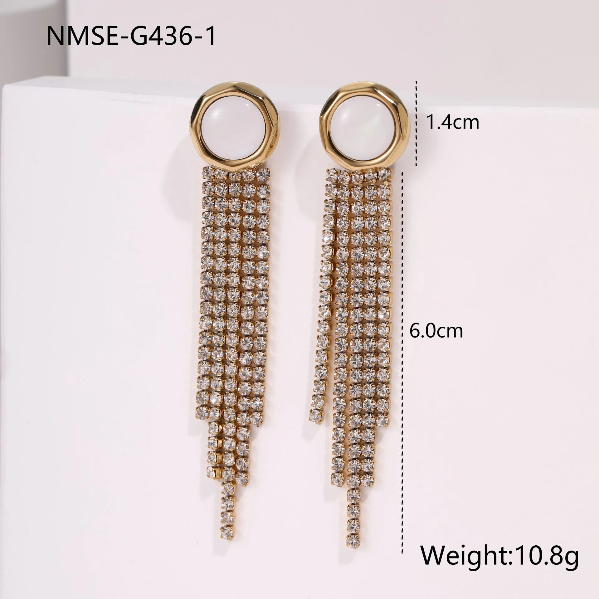 Diamond tassel love stainless steel earrings with heart star geometric shapes and 18K gold electroplating