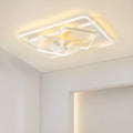 Modern ceiling fan lamp with light, 1100x700mm with plastic blades and acrylic lampshade