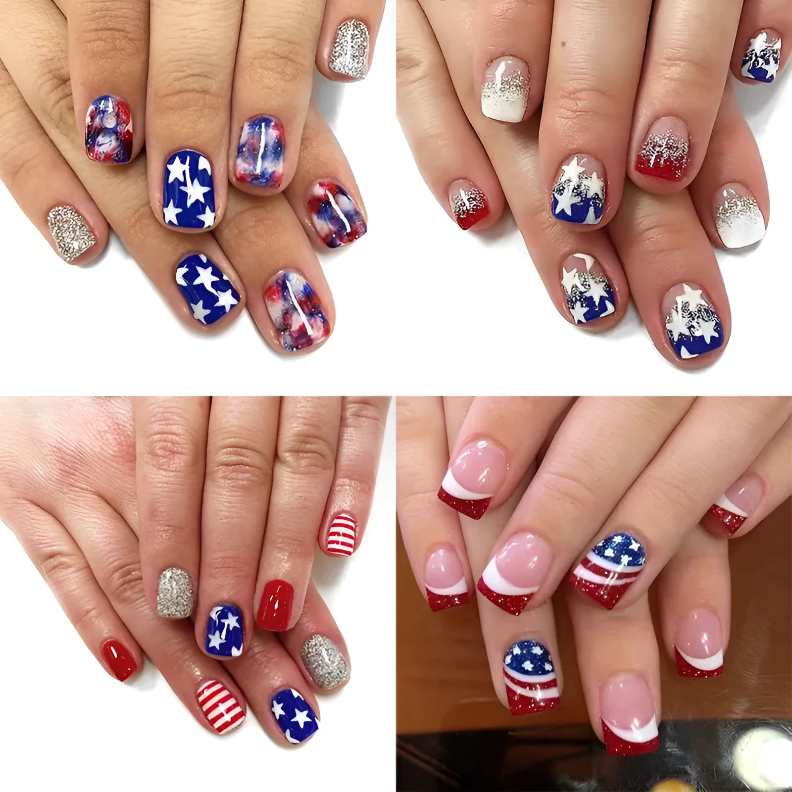 American Independence Day five-pointed star nail stickers for European square short nails