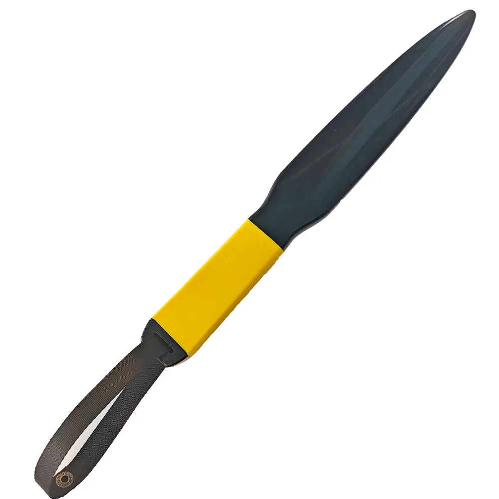 A blue and black nylon dog training break stick measuring 35cm in length.