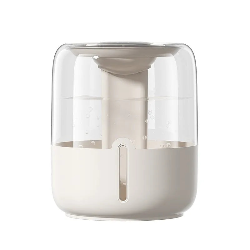 Beige round large capacity USB humidifier with dual spray nozzles and digital display