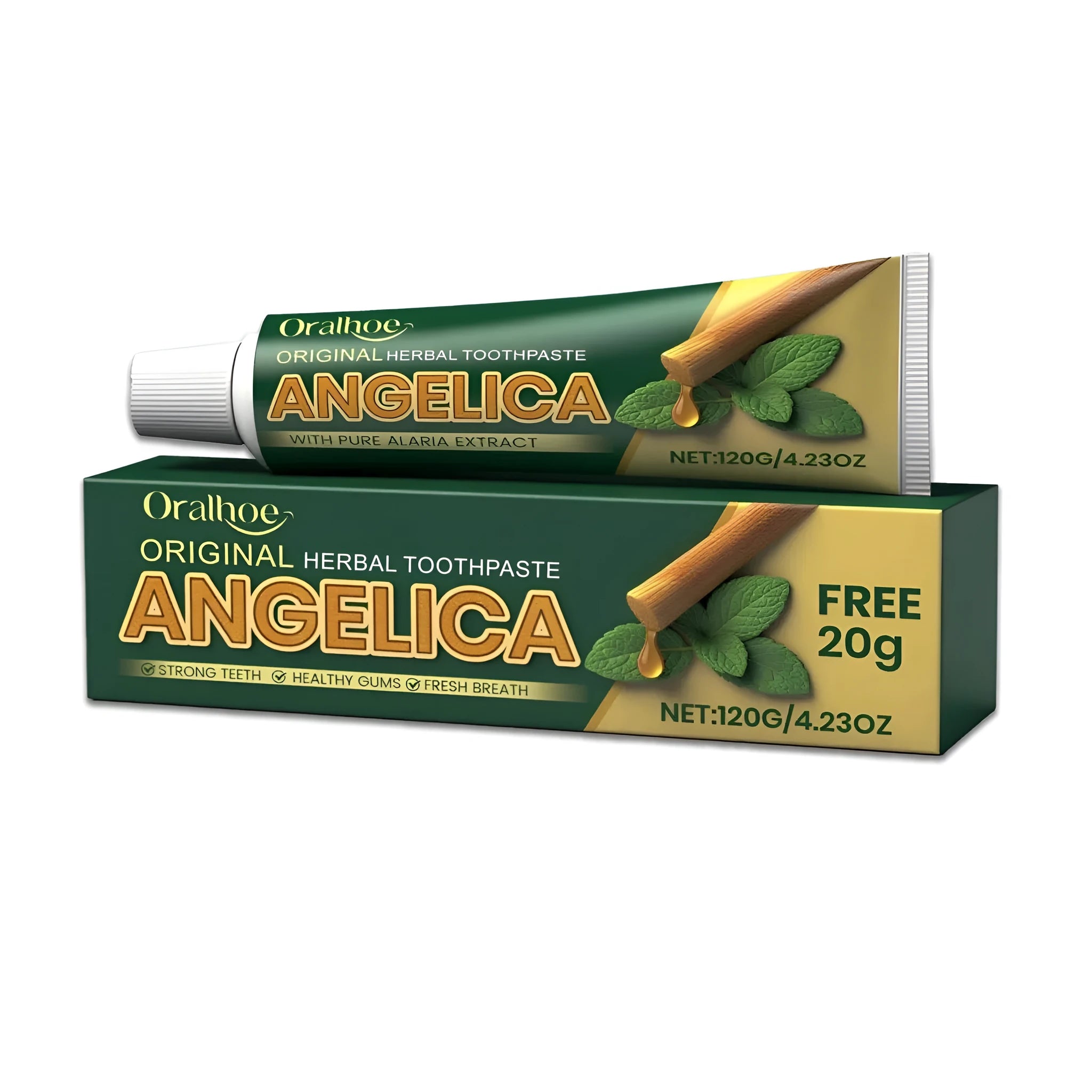 120g tube of herbal toothpaste with natural extracts including angelica sinensis and kelp