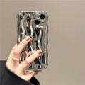 Silicone iPhone 17 phone case with water ripple texture in solid colours for anti-fall protection