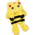 Fleece cartoon hoodie coat for a cat or small dog on a white background.