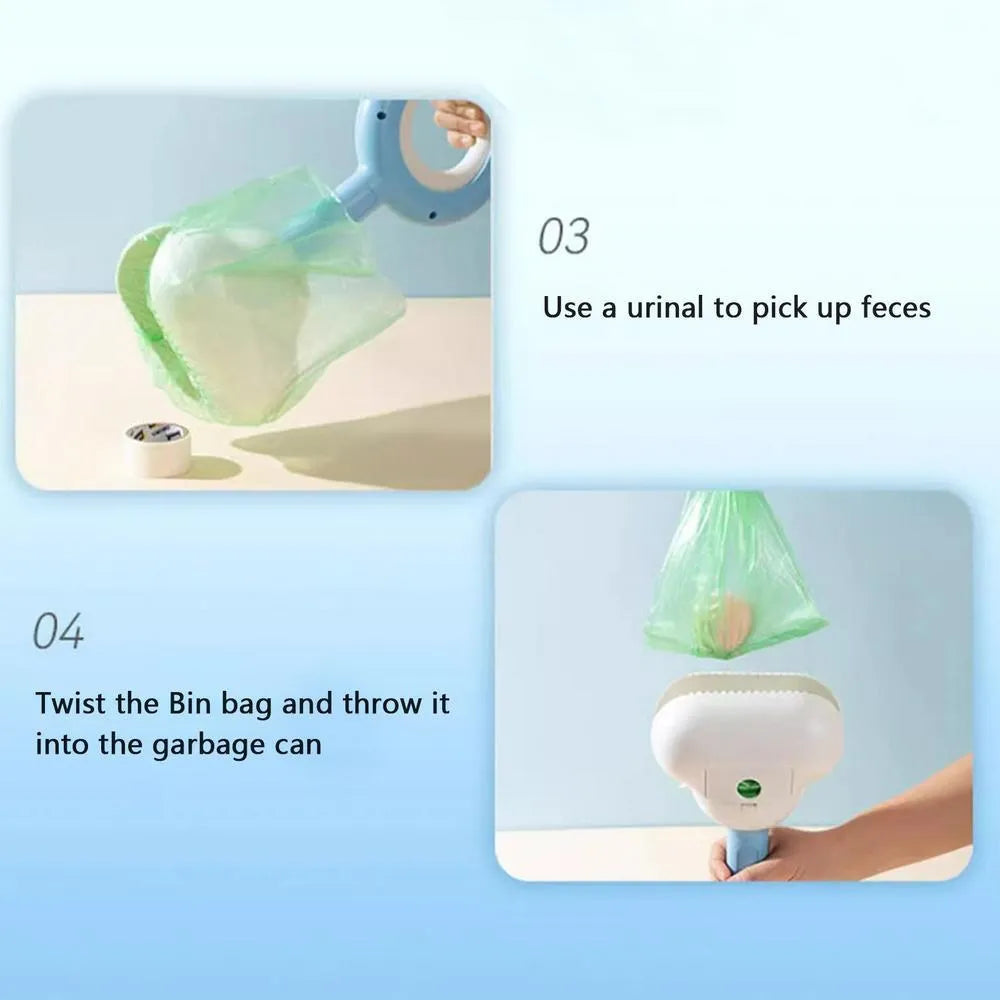Blue cloud shape jaw dog pooper scooper on a lawn