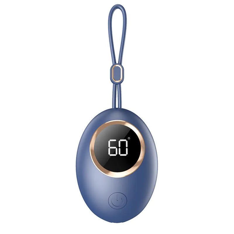 USB hand warmer with digital display in charming blue, portable mini heating pad