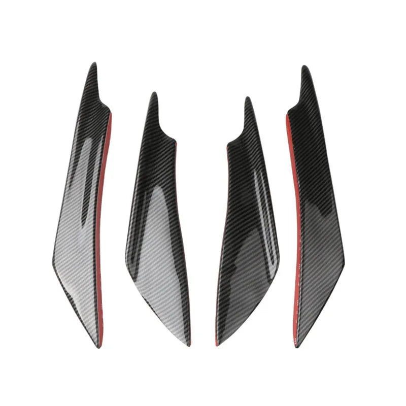 Set of four ABS plastic bumper blades for car styling in carbon fibre finish
