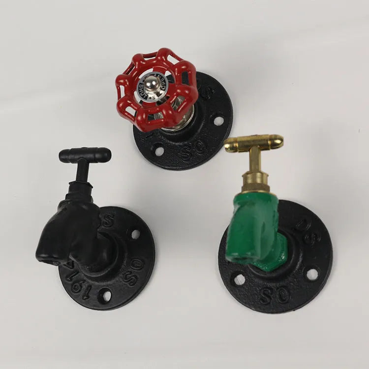 Metal wall-mounted water pipe style towel rack hook in black, green, or red polished finish.