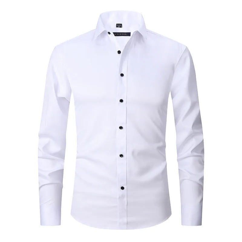 Men's stretch long sleeve work shirt in polyester shown in a choice of colours