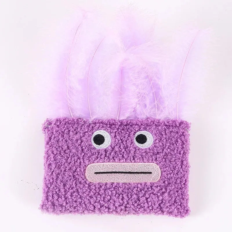 Colourful big mouth explosion head shaped plush cat toy with catnip.