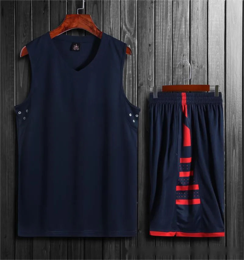 Black and white breathable sports vest and pants set for basketball and training.
