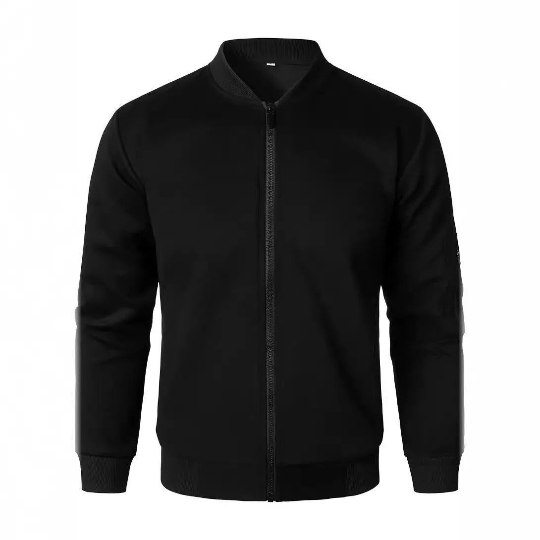 Men's loose fit cotton knitted jacket in business casual style available in black blue grey