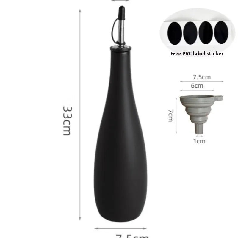 Ceramic oil pot with conical funnel in black, white or coffee colour options