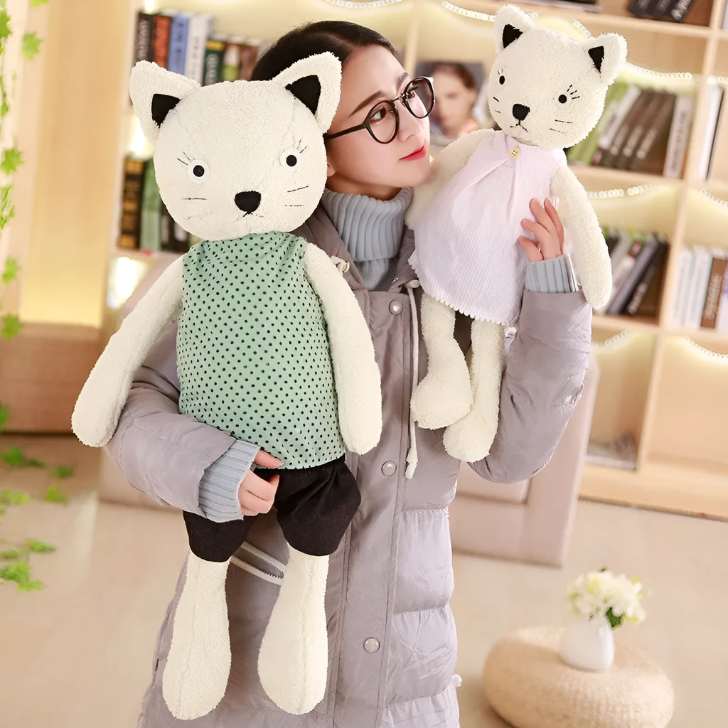 Dressing kitty plush toy in one of ten styles, ultra-soft short plush, PP cotton filling, available in 25cm to 75cm heights