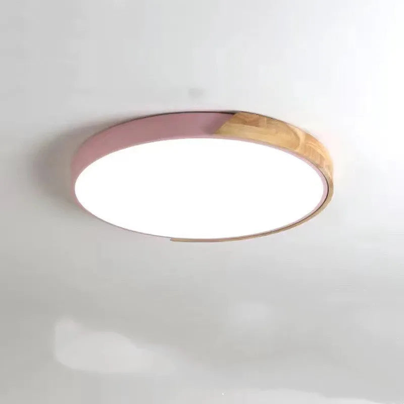 Modern minimalist ceiling lamp with white PVC lampshade and remote control for bedroom or living room