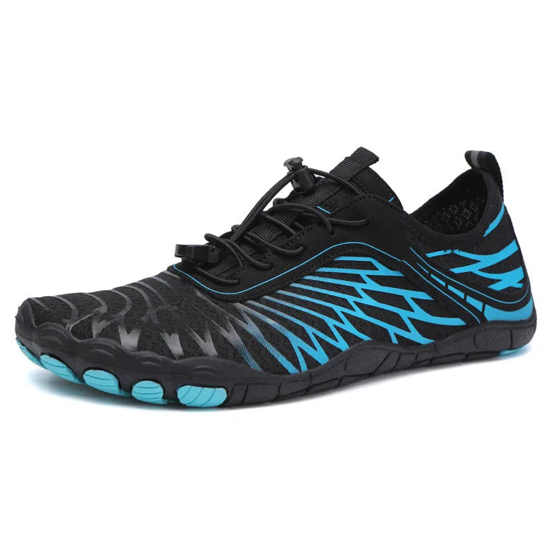 Pair of outdoor fashion sports upstream shoes with lace-up front and non-slip rubber sole in pink colour