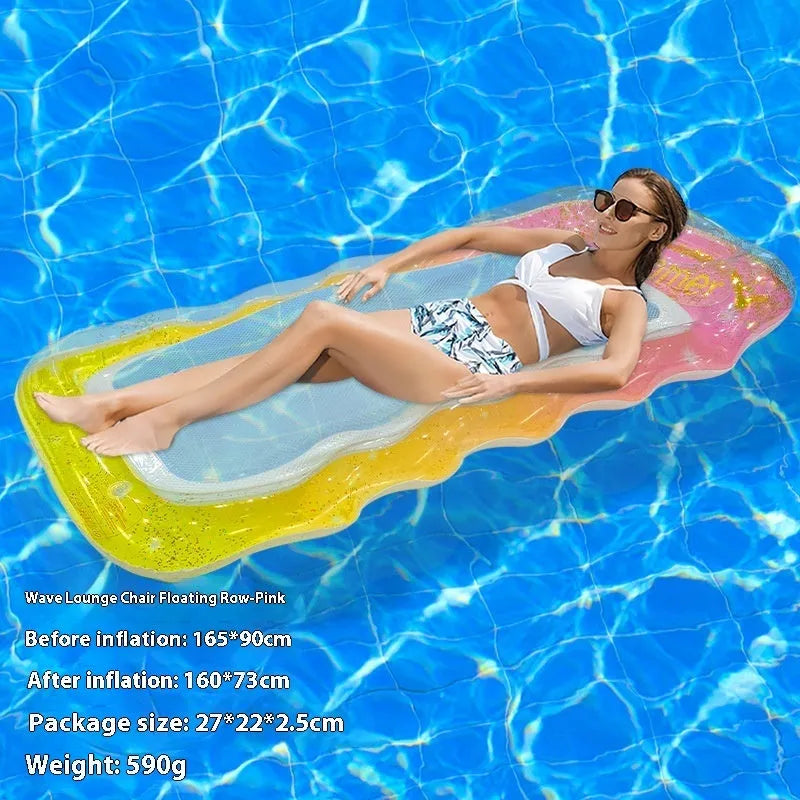 PVC inflatable floating row pool float in a choice of colours and designs including watermelon and flamingo.