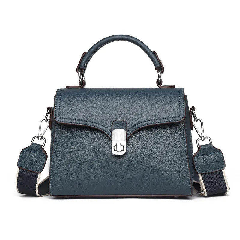 Korean commuter women's cross-body bag genuine leather oval shape sandwich pocket 21x18x9cm